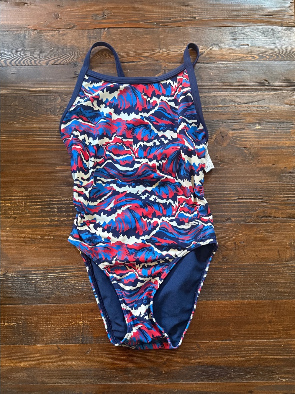 Navy Multi Wave-Print One-Piece Swimsuit Sz 28